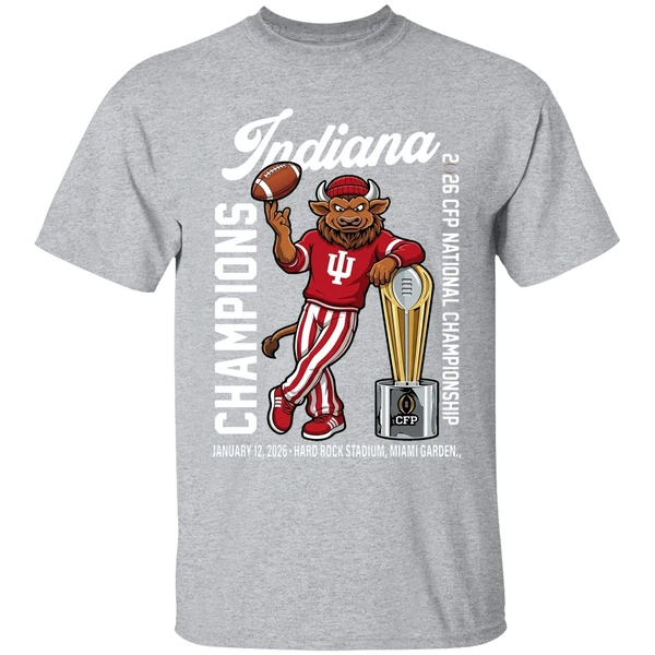 Iu Football Cfp National Champions 2026 First Time Mascot Shirt - Image 9