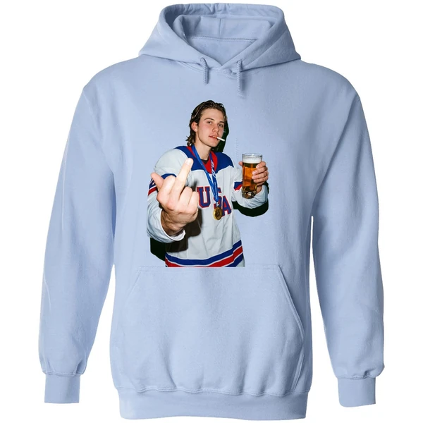 Jack Hughes Middle Finger And Beer Usa Hockey Champion Gold 2026 Hoodie - Image 4