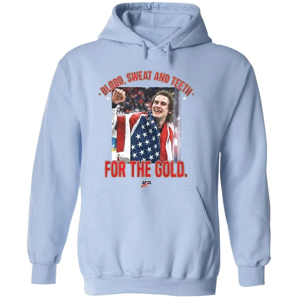 Jack Hughes Olympic Blood Sweat And Teeth For The Gold Usa Hockey 2026 Hoodie - Image 4