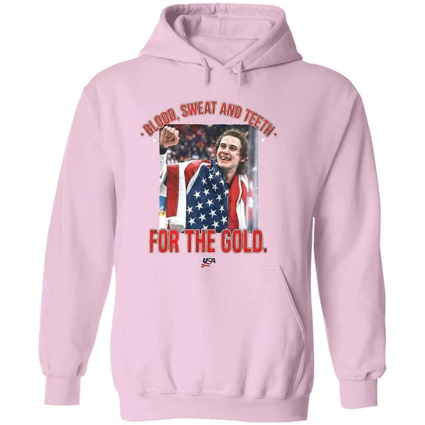 Jack Hughes Olympic Blood Sweat And Teeth For The Gold Usa Hockey 2026 Hoodie - Image 5