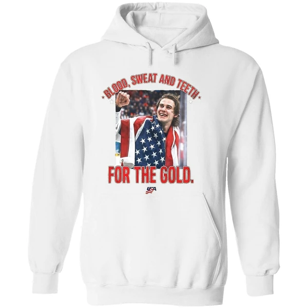 Jack Hughes Olympic Blood Sweat And Teeth For The Gold Usa Hockey 2026 Hoodie - Image 8
