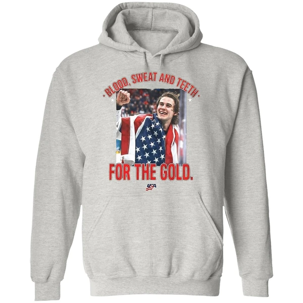 Jack Hughes Olympic Blood Sweat And Teeth For The Gold Usa Hockey 2026 Hoodie - Image 9
