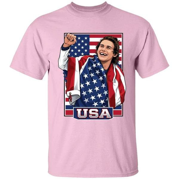 jack hughes team usa flag shirt lightpink
