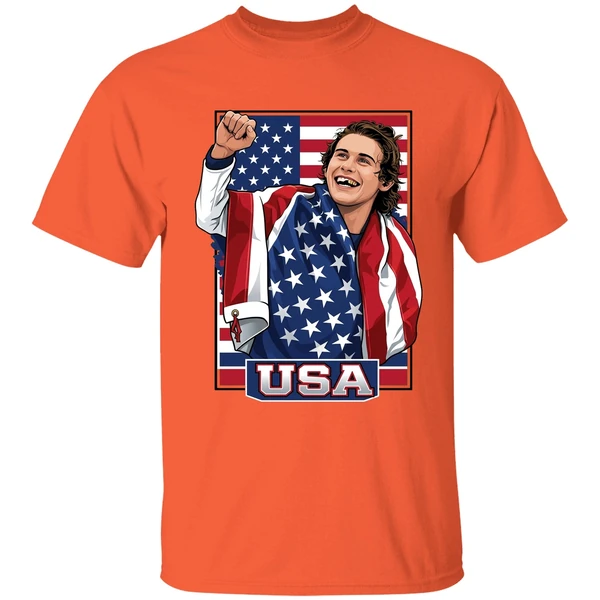 jack hughes team usa flag shirt orange