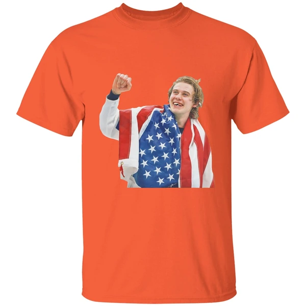 jack hughes usa hockey world champs 2026 shirt orange