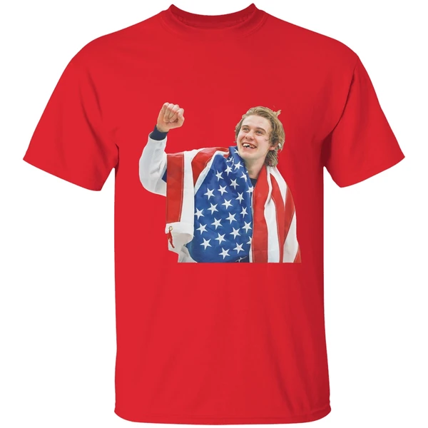 jack hughes usa hockey world champs 2026 shirt red