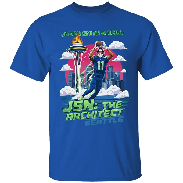 jaxon smith njigba jsn the architect seattle seahawks football nfc shirt royalblue