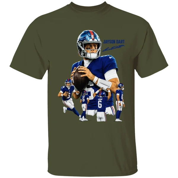 Jaxson Dart The Arrival New York Giants Nfl Football Signature Graphic Shirt - Image 3