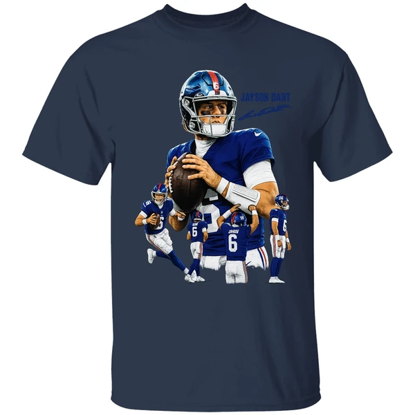 Jaxson Dart The Arrival New York Giants Nfl Football Signature Graphic Shirt - Image 4