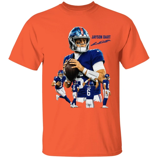 Jaxson Dart The Arrival New York Giants Nfl Football Signature Graphic Shirt - Image 5