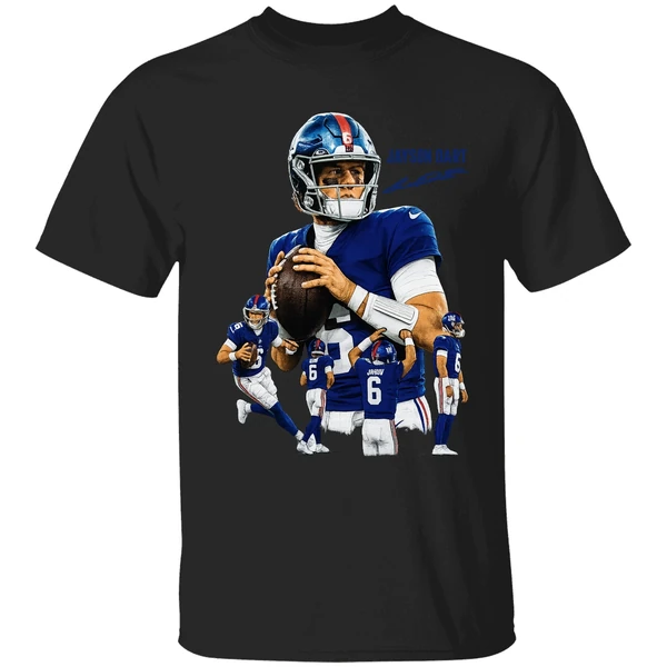 Jaxson Dart The Arrival New York Giants Nfl Football Signature Graphic Shirt - Image 9