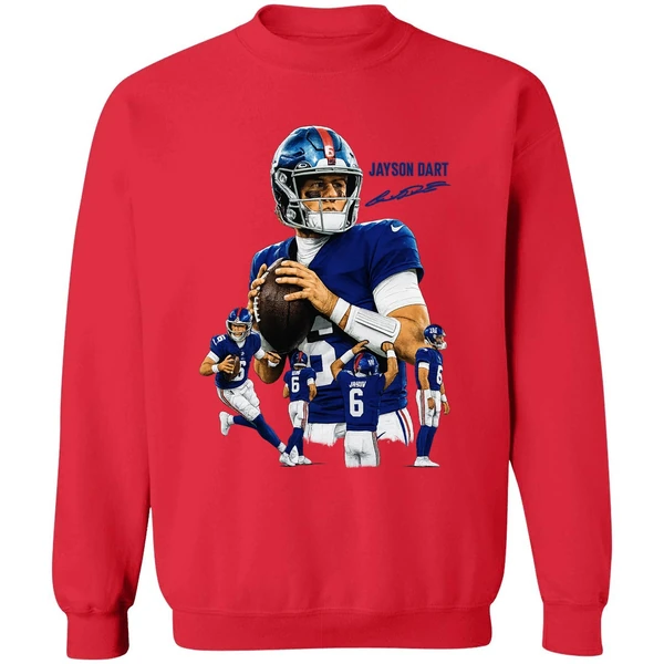 Jaxson Dart The Arrival New York Giants Nfl Football Signature Graphic Sweatshirt - Image 4