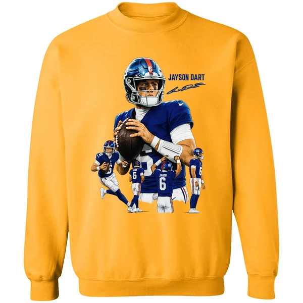 Jaxson Dart The Arrival New York Giants Nfl Football Signature Graphic Sweatshirt - Image 2