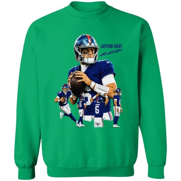 Jaxson Dart The Arrival New York Giants Nfl Football Signature Graphic Sweatshirt - Image 3