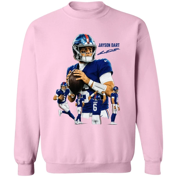 Jaxson Dart The Arrival New York Giants Nfl Football Signature Graphic Sweatshirt - Image 5