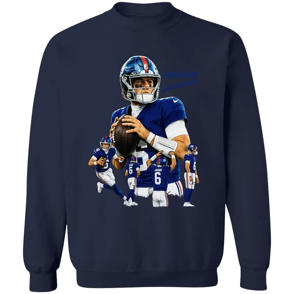 Jaxson Dart The Arrival New York Giants Nfl Football Signature Graphic Sweatshirt - Image 6