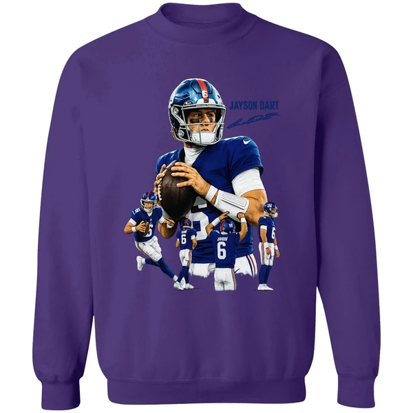 Jaxson Dart The Arrival New York Giants Nfl Football Signature Graphic Sweatshirt - Image 7