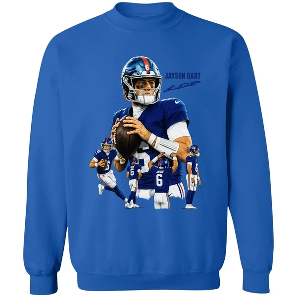 Jaxson Dart The Arrival New York Giants Nfl Football Signature Graphic Sweatshirt - Image 8