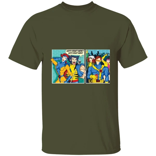 jean grey and performance scotty doesnt know mashup xmen shirt militarygreen