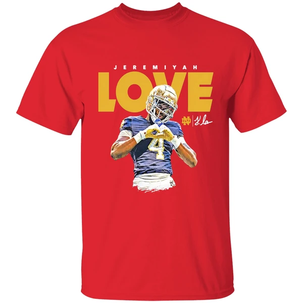 Jeremiyah Love Notre Dame Fighting Irish Football Shirt - Image 7