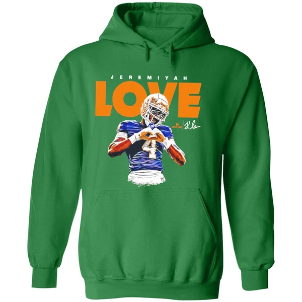 Jeremiyah Love Notre Dame Football Ncaa Heisman Heart Hand Hoodie - Image 2