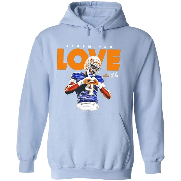 Jeremiyah Love Notre Dame Football Ncaa Heisman Heart Hand Hoodie - Image 4
