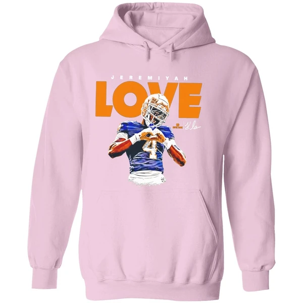 Jeremiyah Love Notre Dame Football Ncaa Heisman Heart Hand Hoodie - Image 5