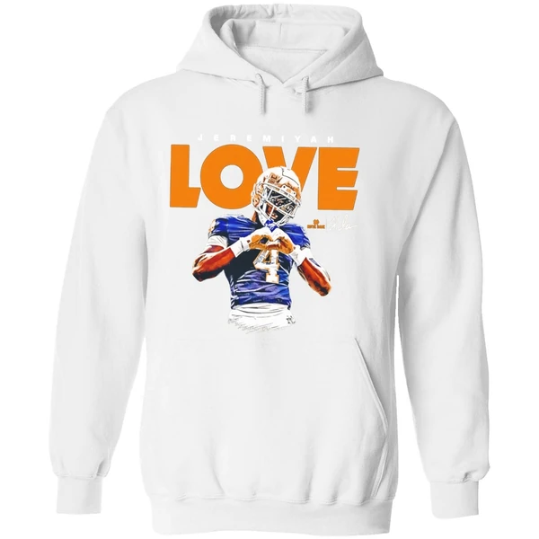 Jeremiyah Love Notre Dame Football Ncaa Heisman Heart Hand Hoodie - Image 8