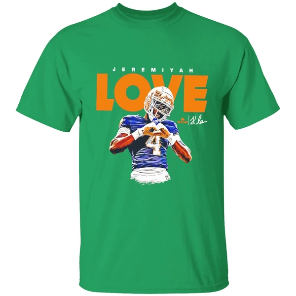 Jeremiyah Love Notre Dame Football Ncaa Heisman Heart Hand Shirt - Image 2