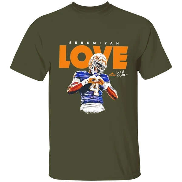 Jeremiyah Love Notre Dame Football Ncaa Heisman Heart Hand Shirt - Image 4