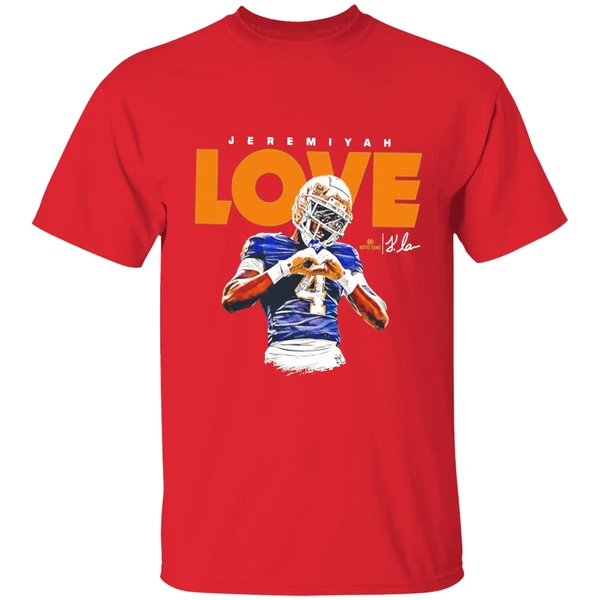 Jeremiyah Love Notre Dame Football Ncaa Heisman Heart Hand Shirt - Image 7