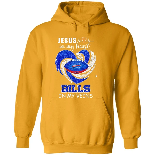 Jesus In My Heart Buffalo Bills In My Veins Hoodie