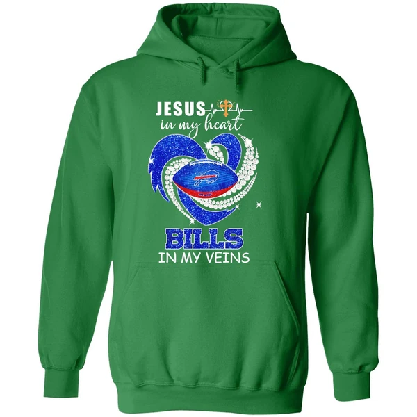 Jesus In My Heart Buffalo Bills In My Veins Hoodie - Image 2