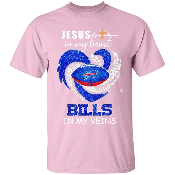 jesus in my heart buffalo bills in my veins shirt lightpink
