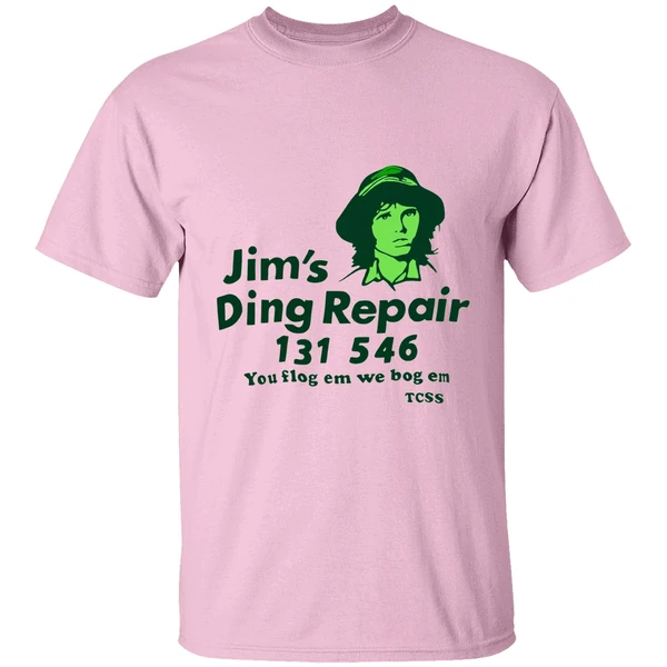 Jims Ding Repair 1311 546 You Flog Em We Bog Em Shirt - Image 2