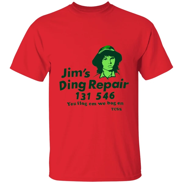 Jims Ding Repair 1311 546 You Flog Em We Bog Em Shirt - Image 4