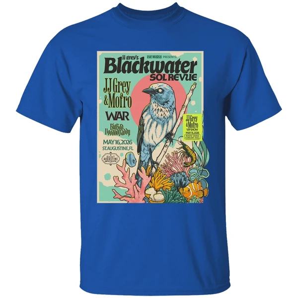 jj grey mofro may 16 2026 st augustine amphitheatre in st augustine fl shirt royalblue