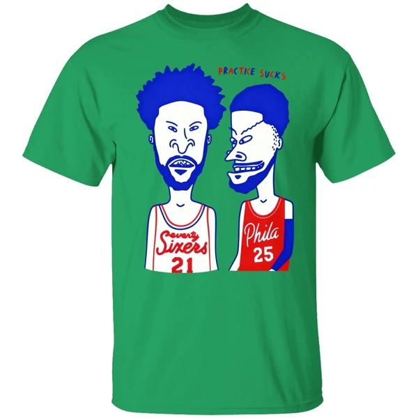 Joel Embiid And Ben Simmons Beavis And Butthead Practice Sucks Philadelphia Basketball Shirt