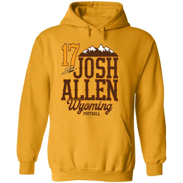 Josh Allen 17 Wyoming Cowboys Football Mountain Signature Hoodie
