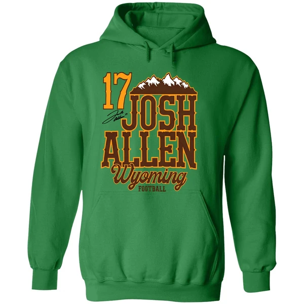 Josh Allen 17 Wyoming Cowboys Football Mountain Signature Hoodie - Image 2