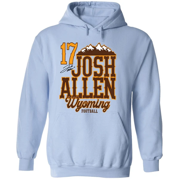Josh Allen 17 Wyoming Cowboys Football Mountain Signature Hoodie - Image 4
