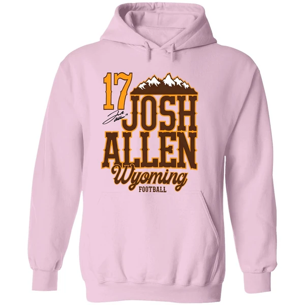 Josh Allen 17 Wyoming Cowboys Football Mountain Signature Hoodie - Image 5