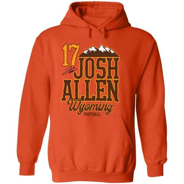Josh Allen 17 Wyoming Cowboys Football Mountain Signature Hoodie - Image 6