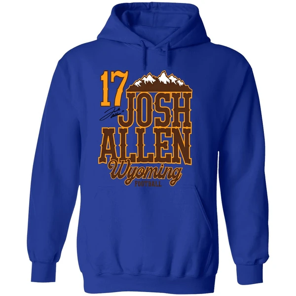 Josh Allen 17 Wyoming Cowboys Football Mountain Signature Hoodie - Image 7