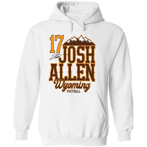 Josh Allen 17 Wyoming Cowboys Football Mountain Signature Hoodie - Image 8
