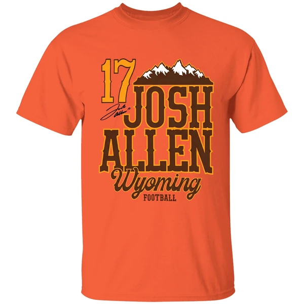 josh-allen-17-wyoming-cowboys-football-mountain-signature-shirt-orange