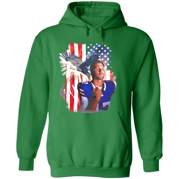 Josh Allen Buffalo Bills Usa Flag 4th Of July Hoodie - Image 2