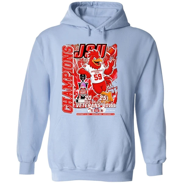 Jsu Jacksonville State Gamecocks 2025 Salute To Veterans Bowl Champions Mascot Hoodie - Image 4
