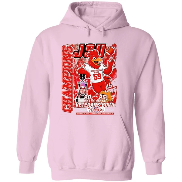 Jsu Jacksonville State Gamecocks 2025 Salute To Veterans Bowl Champions Mascot Hoodie - Image 5