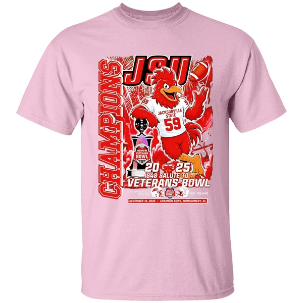 Jsu Jacksonville State Gamecocks 2025 Salute To Veterans Bowl Champions Mascot Shirt - Image 3